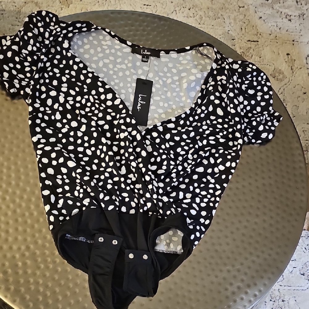 Lulu's Black and White Patterned Bodysuit
